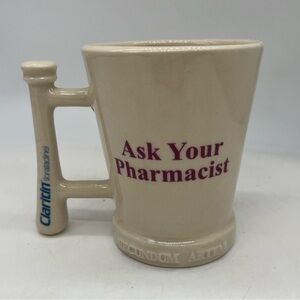 CLARITIN Mortar & Pestle Coffee Cup Mug Ask Your Pharmacist Promotional Drug